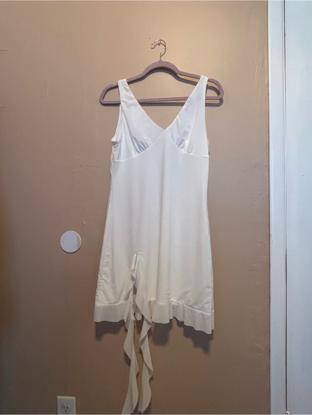 Amazon Cream V-Neck Slip Chemise with Tie Detail